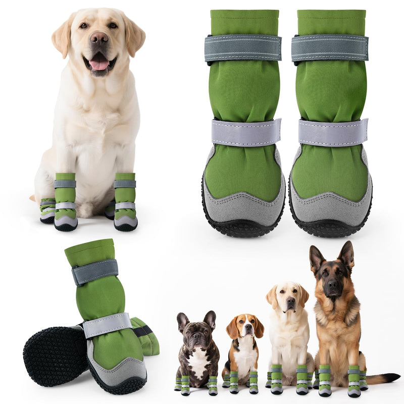 Winter Dog Snow Boots with Fleece Lining, Dog Shoes for Medium Large Size Dogs, Waterproof Dog Booties and Paw Protectors, Anti-Slip & Reflective Dog Shoes for Snow Outdoor, Hiking (Green-Size 5) Green Size 5 (For Width 2.2"-2.4") - PawsPlanet Australia