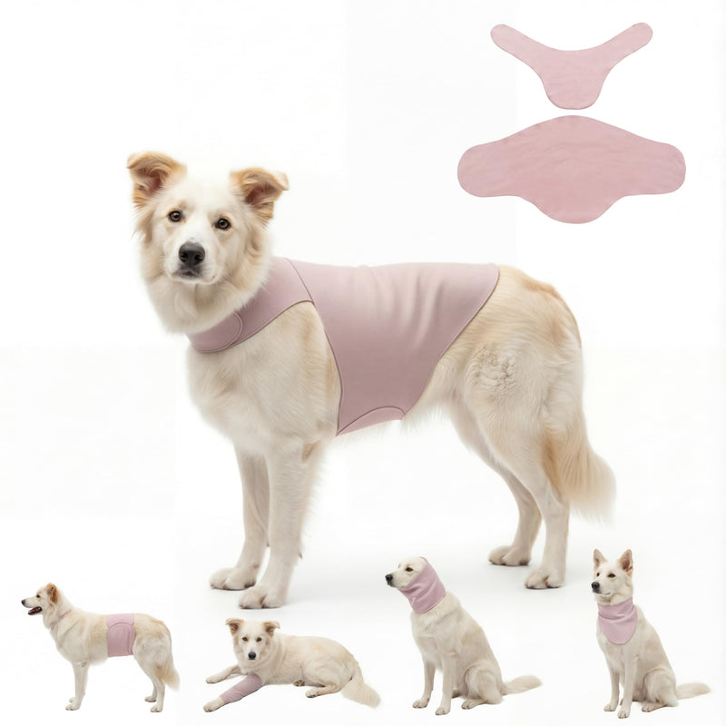 DAJIDALI® Dog & Cat Anxiety Vest & Spay Recovery Suit – Silent Adjustable Calming Wrap for Surgery & Thunderstorms – 2-Piece Cone Alternative L Pink - PawsPlanet Australia