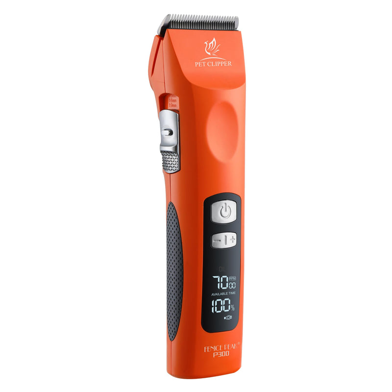 Professional Dog Grooming Clippers with 17H Runtime & Replaceable 440C Blade, 5-Speed Low Noise Electric Dog Shaver for Thick, Matted, Curly Hair, Cordless Clipper for Groomer & Home Use, Orange Clipper+10FC Blade - PawsPlanet Australia