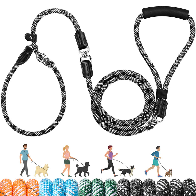 SlowTon Slip Lead for Dogs - Hands Free No Tangle Adjustable 5-7 FT 1/2” Rope, Heavy Duty Nylon Leash for Large Medium Dogs That Pull, No Pull Training Slip Leashes, 20-120lb, Black - PawsPlanet Australia