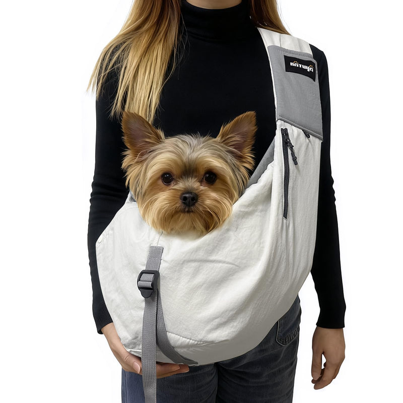 NATUYA Dog Sling Carrier for Small Dogs, Lightweight Cozy Puppy Carrier with Zip Pockets Adjust Strap, Size Adjustable, Double Safety, Hands-Free Travel Carrier for Pet Under 15lbs - PawsPlanet Australia