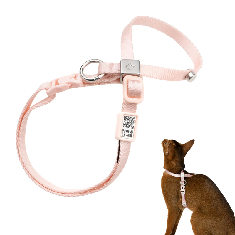 Escape Proof Cat Harness Anti-Choke Quick Release Adjustable QR Code Soft Nylon Durable Lightweight Figure 8 Cat Harness Anti Escape for Kitten Small Medium Large Cats (Blush Pink, M) Blush Pink - PawsPlanet Australia