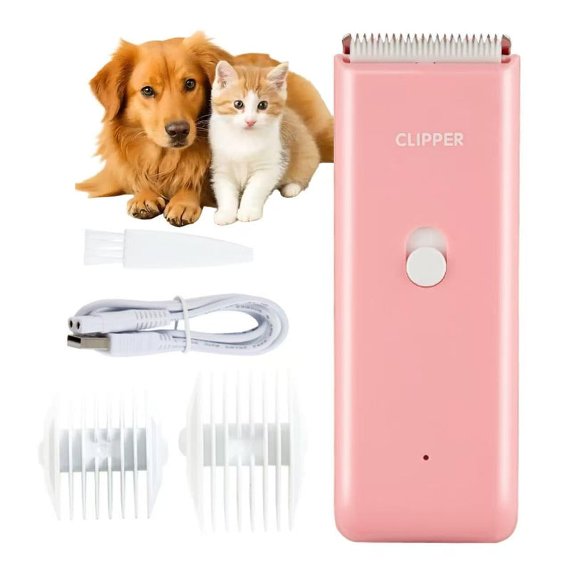 Handy Pet Hair Trimmers Recommended By The Vet,Super Quiet Long Lasting Powerful Dog Clippers(Waterproof USB Rechargeable Grooming Shavers for Dogs and Cats with Matted Coats) Pink