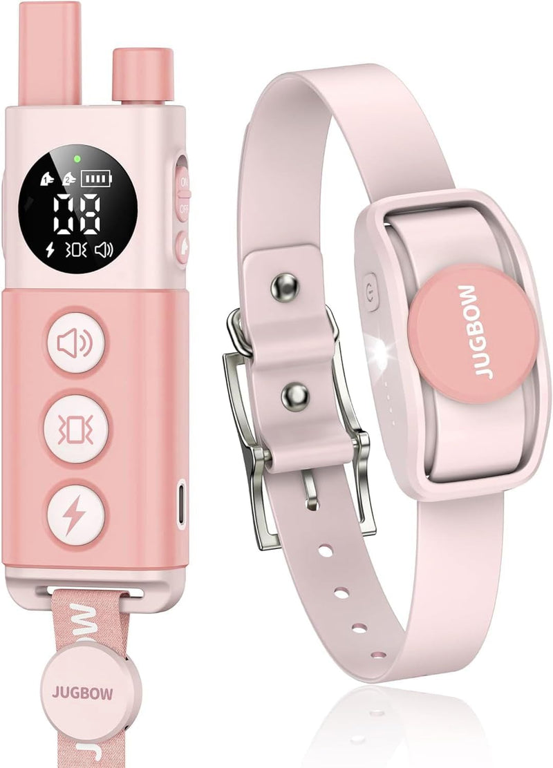 Jugbow Shock Collar for Dogs - 4200FT Remote Training Collar for 15-120lbs Small Medium Large Dog, LED Light & Waterproof Electric Collars with 3 Training Mode for All Breeds (Pink) Pink - PawsPlanet Australia