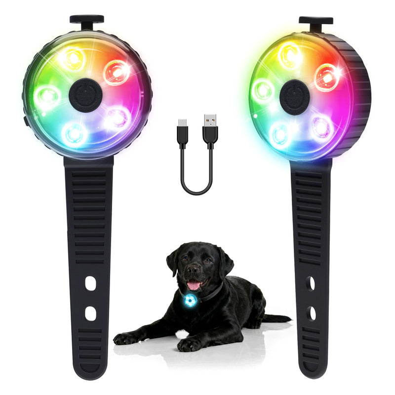 2-Pack Dog Collar Light, 8 Modes Rechargeable Dog Light with Durable Silicone Band, IPX7 Waterproof LED Pet Safety Lights for Nightwalking, Hiking, Running 2 - PawsPlanet Australia