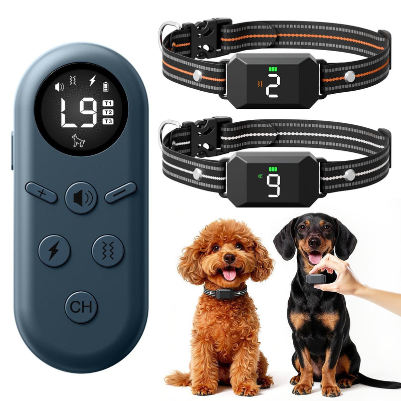 Small Shock Collar for 2 Small Dogs(5-30Lb), Dog Training Collar with Remote for Small & Medium Dogs, 3 Channels, Waterproof, Rechargeable, Collar with Beep, Vibration, Safe Shock,1300ft