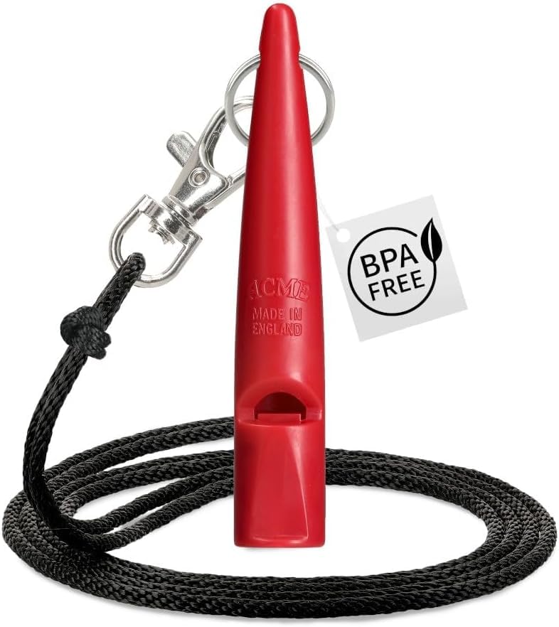 ACME 211.5 Professional Dog Training Whistle with Lanyard. BPA-Free Plastic. 90 dBA. Standardized 5400Hz Frequency for Larger Breeds. Weatherproof. Made in The UK (Carmine Red/Black)