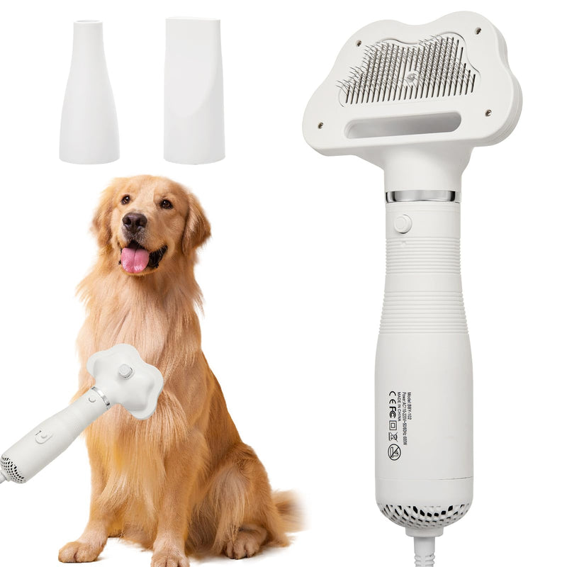 Professional Pet Grooming Dryer Brush – 3-in-1 Dog Blow Dryer with Slicker Brush, Adjustable Temp, Overheat Safe, Salon Quality - PawsPlanet Australia