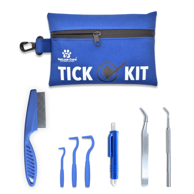 Complete Tick Removal Kit for Dogs & Cats – Tick Remover Tool Set with 3 Size Hooks, Tick Comb & Stainless Steel Precision Tick Remover + Tweezers, Travel Pouch – Safe, Fast Tick Removal