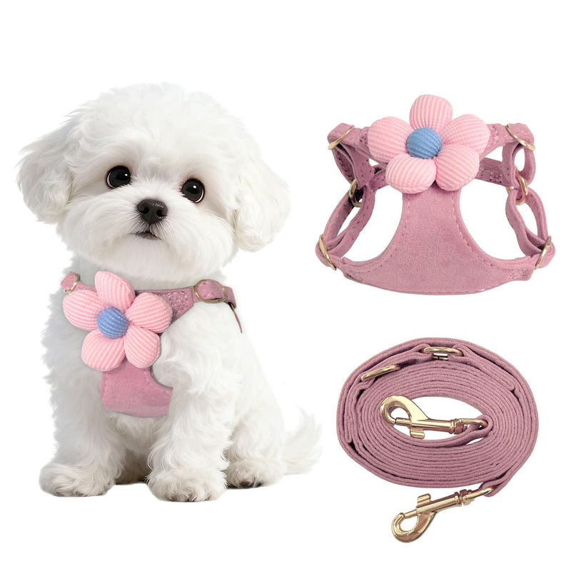 No Pull Dog Harness and Leash Set for Small Sized Dog Training; Puppy Harnesses with Multifunction Dog Leash, Soft Adjustable No Choke Escape Proof Pet Harness for Small and Medium Dog (Pink XXS) Pink - PawsPlanet Australia