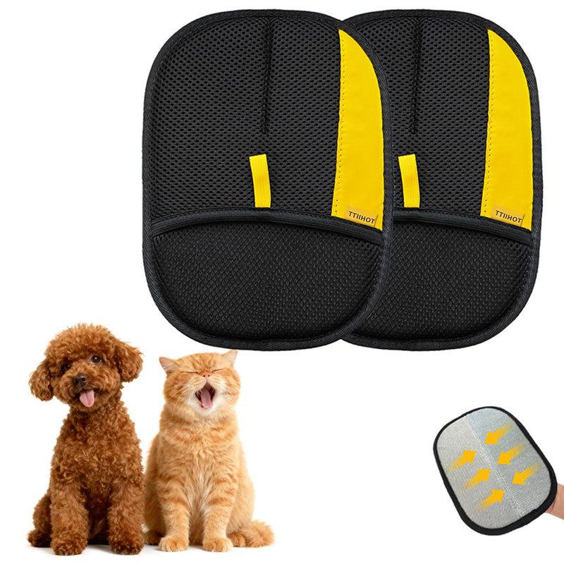 Electrostatic Gloves for Pet Hair Removal: Upgraded 2PCS Animal Fur Removal Tool for Dogs&Cats Efficient Reusable Pet Hair Remover for Couch Carpet Car Seat Clothing Quick Clean (2 pcs-Black) 2 pcs-black