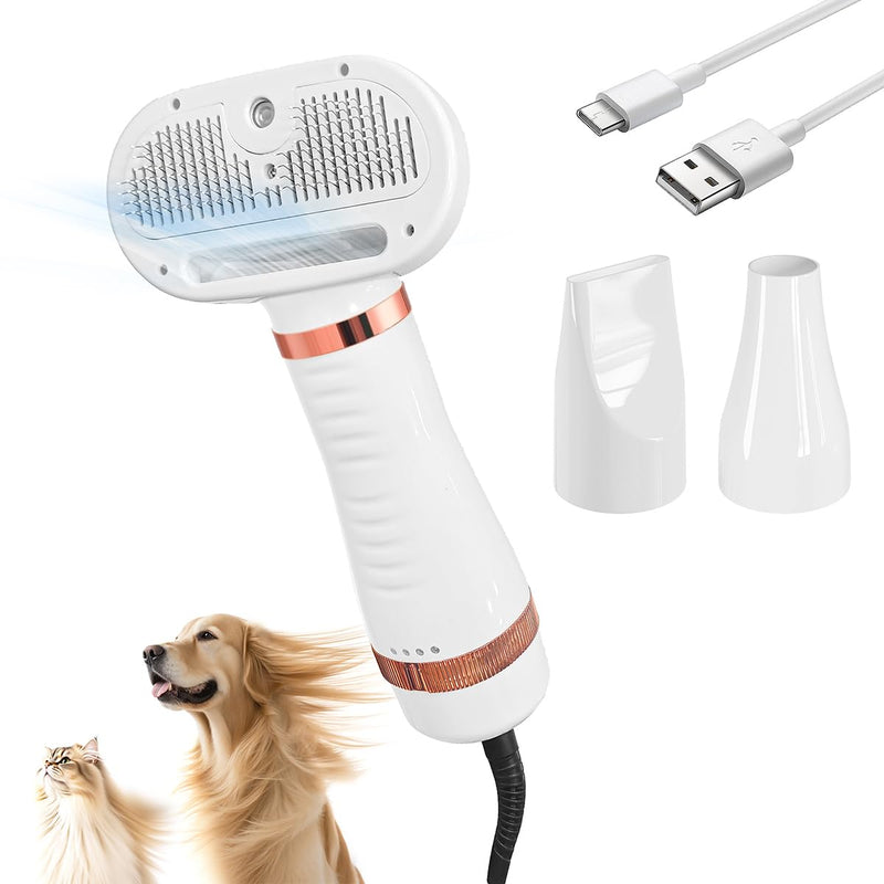 5 In 1 Steam Cat Dog Brush For Shedding With 600W Pet Dryer Convertible Pet Spray Hair Removal Comb With USB C Cable - Ideal For Outdoor And Indoor(Gold) - PawsPlanet Australia