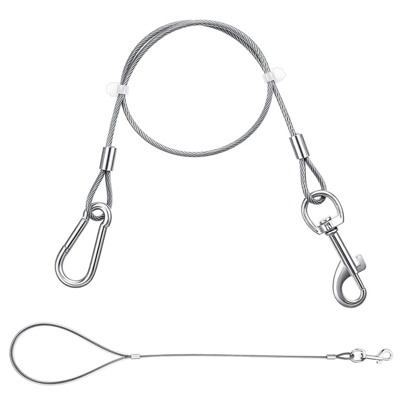 2 Pcs Chew Proof Dog Leash Extender Short Metal Cable for Dogs Cables Lead No Tangle 24" Detachable Short Handle Cable Braided Cord Steel Training Dog Leash for Most Dogs Leashes Collars Harnesses - PawsPlanet Australia