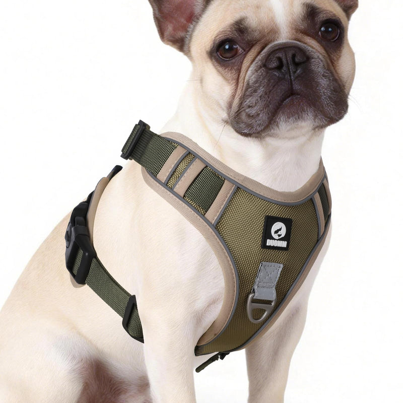 No-Pull Dog Harness for Small & Medium Dogs, Reflective Adjustable Vest with 2 Leash Attachment Points, Padded Handle for Easy Walking, Training & Outdoor Control (Khaki, S) khaki - PawsPlanet Australia