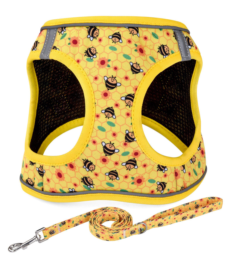 Step in Dog Harness and Leash Set, Reflective Adjustable No Pull Dog Harness for Small Medium Dogs Puppy and Cats, Soft Padded Mesh Vest Harnesses for Girl and Boy Pets(Bee,L) Bee L-Chest:18.9-21.3inch - PawsPlanet Australia