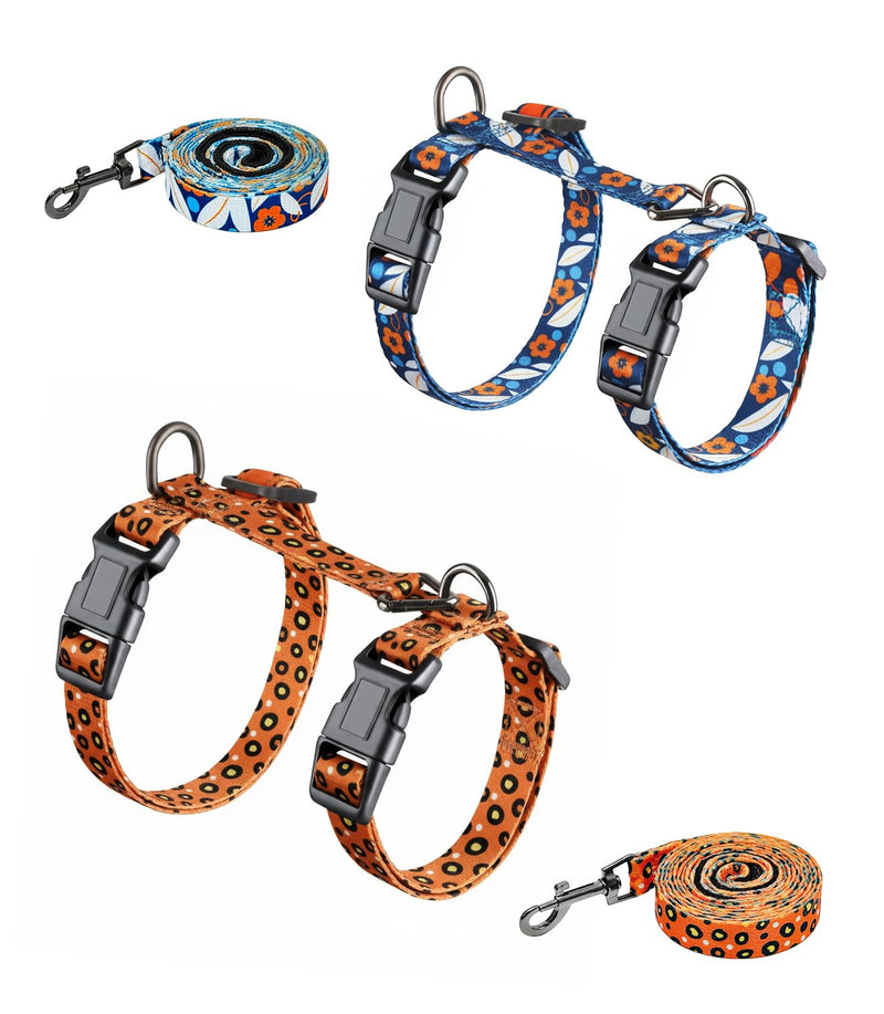 Halypet 2-Pack Cat Harness and Leash Set, Escape Proof 3-in-1 Adjustable Harness for Cats, Soft Lightweight, Easy On & Control for Walking, Travel & Outdoor Use, Small (Navy & Orange) Navy & Orange Small(4-10lb)