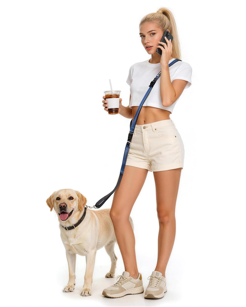 Reinforced Crossbody Dog Leash, 4–6ft Adjustable Multifunction Leash with Dual Padded Handles, Durable Nylon Lead Featuring Solid Metal Clips for Daily City & Park Walking - PawsPlanet Australia