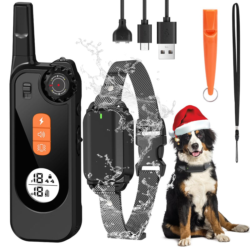 Dog Shock Collar with Remote Control Shock Collar for Dogs, 4 Training Modes Vibration, Beep, Shock, Flashlight IPX7 Waterproof Keypad Lock Rechargeable E-Collar for All Breed - PawsPlanet Australia