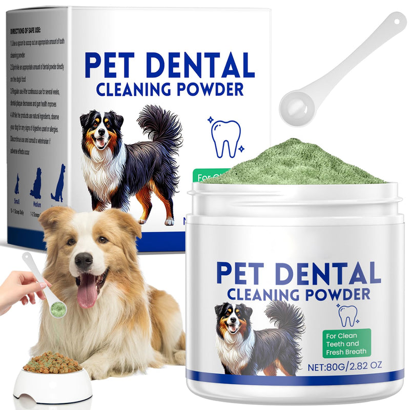 Mimo Style Dog Dental Powder, Dog Teeth Cleaning Powder, Targets Tartar & Reduces Plaque & Bad Breath - Teeth Cleaning Made Easy Eliminate - Meat-Flavored Formulated (Green) - PawsPlanet Australia