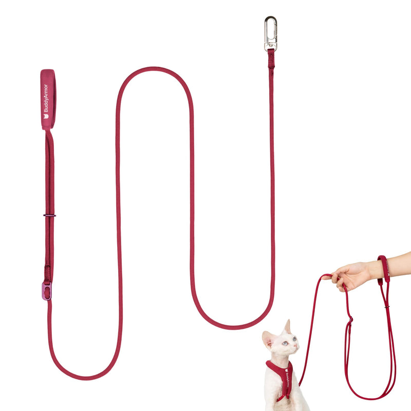 Hands Free Cat Leash Lightweight 4.1-7.2FT Adjustable Durable Rope Leash with Padded Handle, Versatile Crossbody Waist Lead for Cats Puppy ?26lbs Outdoor Walking (Burgundy, S) Burgundy - PawsPlanet Australia