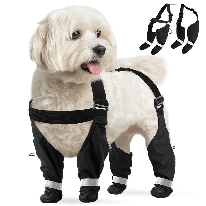 Waterproof Dog Suspender Boots, Reflective Anti-Slip Dog Shoes with Adjustable Straps for Small Medium Large Dogs,Stay-On Dogs Paw Protector Leggings for Outdoor Walking, Rain & Snow Hiking (Black,XS) XS - PawsPlanet Australia