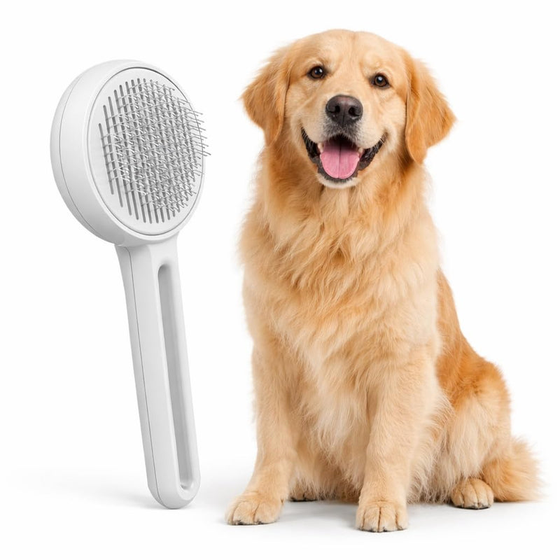 Deshedding Brush for Cats and Dogs, Gentle Grooming Tool Removes Loose Hair and Undercoat, Slicker Brush for All Coat Types, Reduces Shedding and Tangles