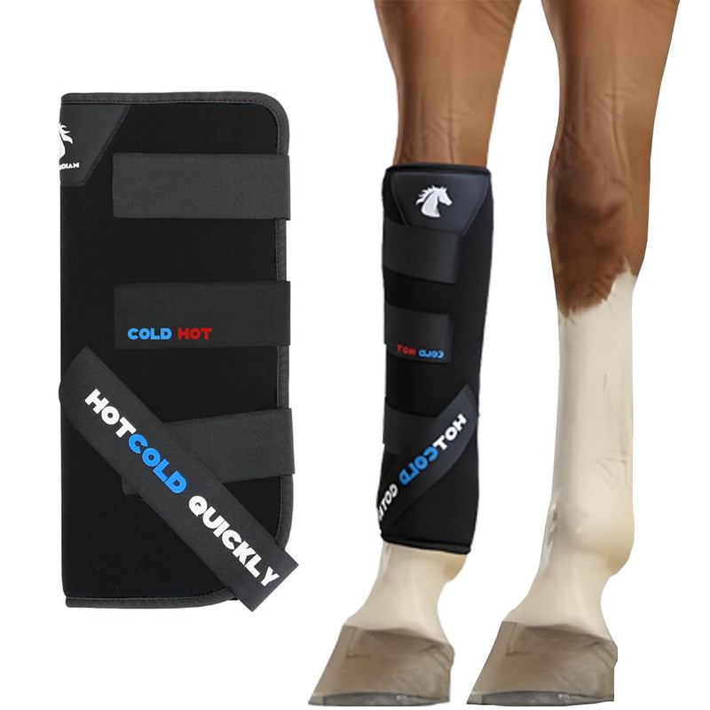 Hot&Cold Dual-Purpose Single Horse Leg Wrap with Graphene Layer,Horse Hot&Ice Leg Boot for Hock,Hooves,Ankle,Knee,40-Minute Temperature Control, Detachable Design,Black - PawsPlanet Australia