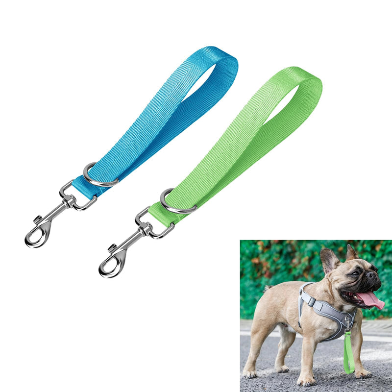 Short Dog Leash 9 Inch Short Dog Traffic Leash for Pet Short Leashes Nylon Dog Training Leashes Short Traffic Lead（Green and Blue Green and Blue