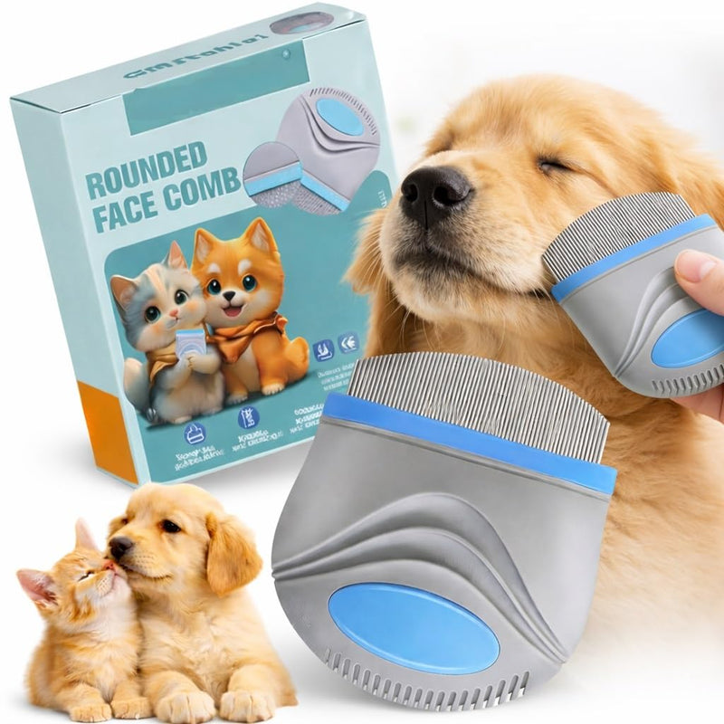 PET Facial Grooming Comb，Stainless Steel Tear Stain Remover，Gentle Round-Head Grooming Tool，Stress-free Tear Stain Remover for Dogs & Cats, Cat Grooming Kit，Lightweight & Portable Pet Grooming Brush