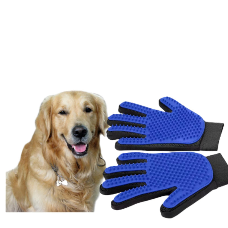 Pet Grooming Glove(1 Pair), Blue and Black, Deshedding Brush Mitt for Dogs and Cats - PawsPlanet Australia