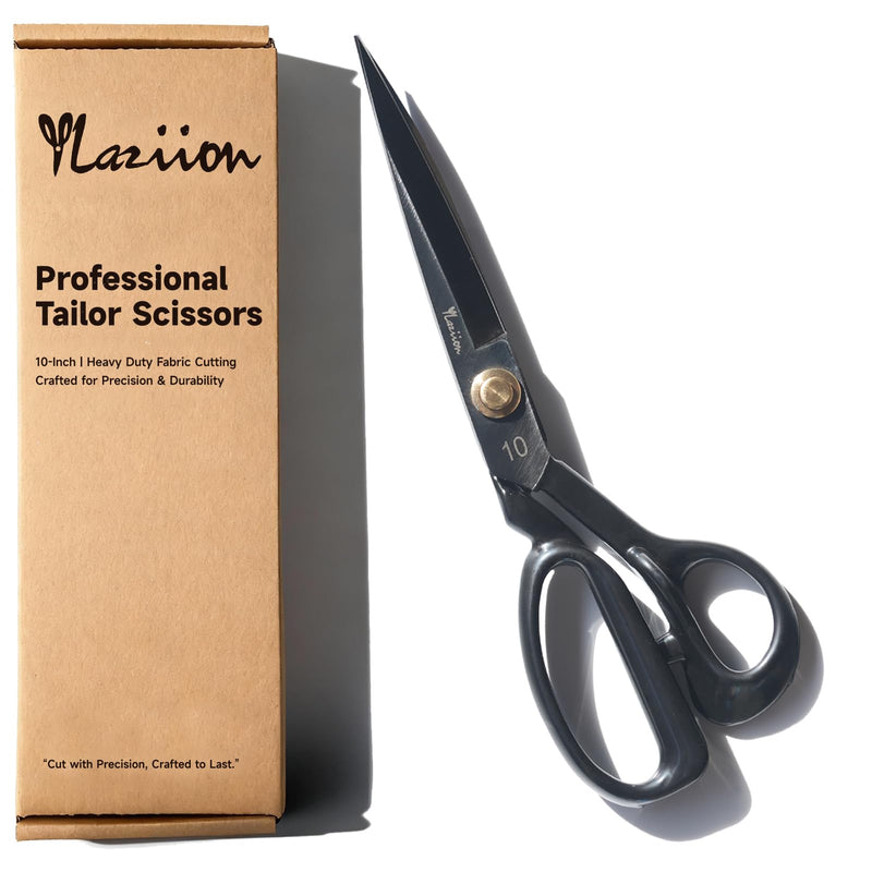 YLaziion 10-Inch Professional Tailor Scissors, Heavy-Duty Fabric Scissors with Ear-Guard Handle for Precision Cut – Manganese Steel Dressmaking Shears with Rust-Resistant Finish, 0.74LB Right-Handed 10" Right-Handed
