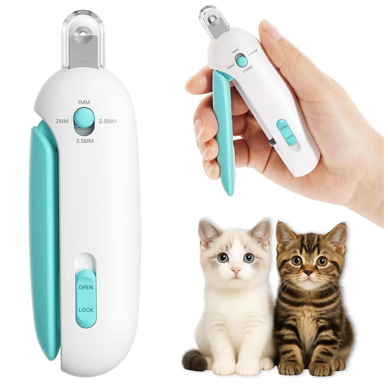 Cat Nail Clipper, Cat Nail Trimmer with Adjustable 3-Size Trimming Hole & Hidden Nail File, Anti-Splash Claw Cutter with Debris Catcher for Kittens, Cats & Small Pets Home Grooming Blue - PawsPlanet Australia
