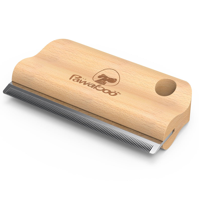 Pawaboo Deshedding Brush for Dogs & Cats, Dog Hair Removal Comb with Ergonomic Gripping, Wooden Grooming Shedding Brush for Long Hair Dogs and Cats, Hangable Pet Cleaning Comb Supplies, 5.1 Inch Long Teeth - PawsPlanet Australia