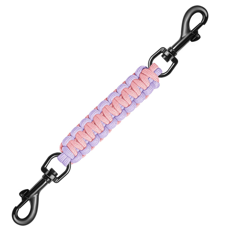 Dog Collar Safety Clip with Dual Clasps,Handmade Backup Safety Strap for Dog Harness, Collars and No Pull Harness Connectors (Pink & Light Purple) Pink & Light Purple