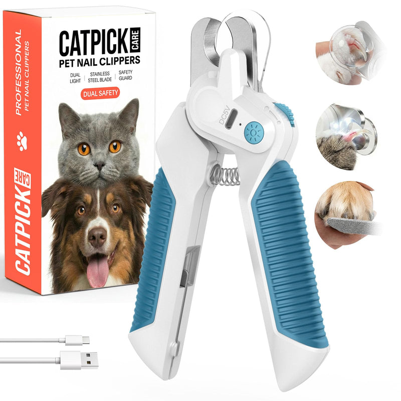 Dogs & Cats Nail Clippers with Light – Safety Guard Pet Nail Trimmer Reveals The Quick, Stainless Steel Blades, Beginner Friendly Grooming Tool for Home Use, Suitable for Small, Medium & Large Pets Blue - PawsPlanet Australia