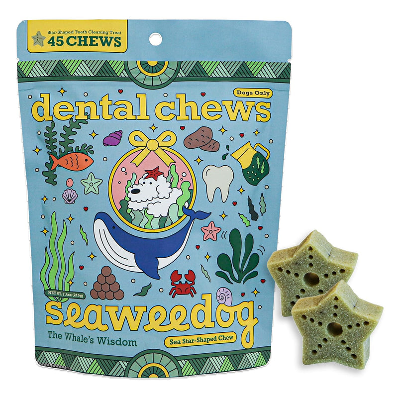 Dental Chews for Dogs, Vegan Sea Star Shape, Fresh Breath, Ascophyllum - PawsPlanet Australia
