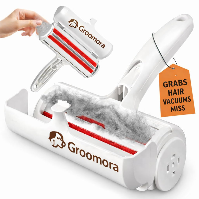 Pet Hair Remover Roller - Reusable Lint Roller for Dog & Cat Hair on Furniture, Couch, Carpet, Clothing - Eco-Friendly Portable Fur Remover Tool (White) - PawsPlanet Australia