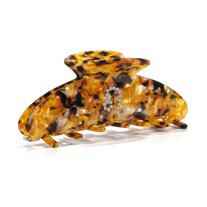 Night's Dream 1564 Zodiac Hair Claw Clips for Women - Premium Acetate Rhinestone Constellation Jaw Clips - Non-Slip Strong Hold for Thick Hair - Astrology Birthday Gifts (Leo, Large) Golden And Orange Marbled 1 Count (Pack of 1)