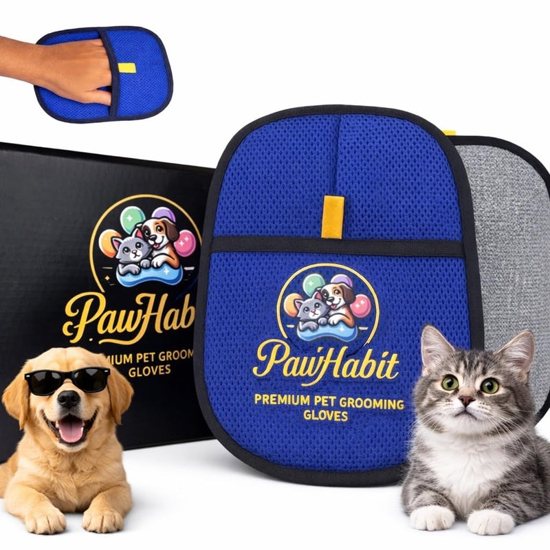 Pet Hair cleaning & Deshedding Glove for Dogs & Cats, Washable, Enhanced Grip, Removes Loose Fur, Lint & Dirt Easily, Couch,Carpet,car seat - PawsPlanet Australia