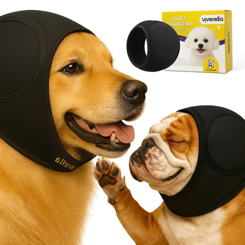 Dog Ear wrap Calming Hoodie Ear Wraps, Comfortable Quiet Ears Cover Muffs Plug Waterproof & Adjustable Dog Head Wrap Bonnet for Noise Protection Firework Grooming Bathing Anxiety Thunderstorms Medium