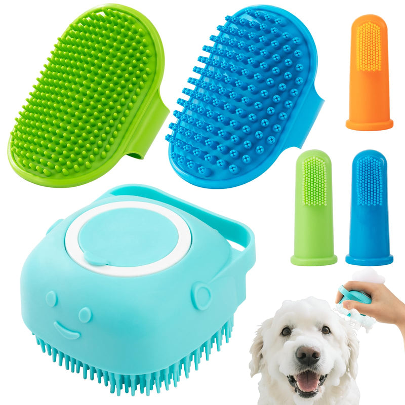 6PCS Dog Bath Brush Set, Dogs Scrubber for Short and Long Haired Dogs, Dog Shampoo Brush for Shedding, Bathing, Massaging and Grooming - PawsPlanet Australia