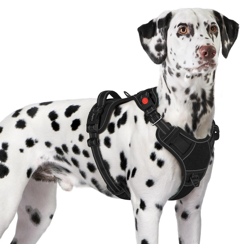 Eagloo Dog Harness for Large Dogs, Easy Wearing with 3 Quick-Release Buckles, Adjustable No Pull Pet Harness with MOLLE System, No Choke Reflective Vest with Control Handle, Black, XL X-Large - PawsPlanet Australia