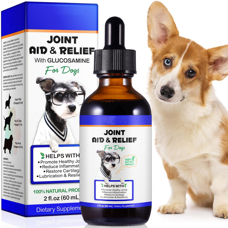 Glucosamine for Dogs, Liquid Joint Supplement for Dogs, Hip & Joint Drops Supports for Dogs, Dog Supplement for Mobility Pain Relief, Bacon Flavor 60ml - PawsPlanet Australia