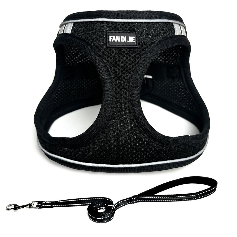Dog Harness and Leash Set, No Pull Soft Mesh Pet Harness -in Puppy Pet Vest Harnesses for XS,Small,Medium Dogs and Cats Black-XS XS (Chest: 12.5-14") - PawsPlanet Australia