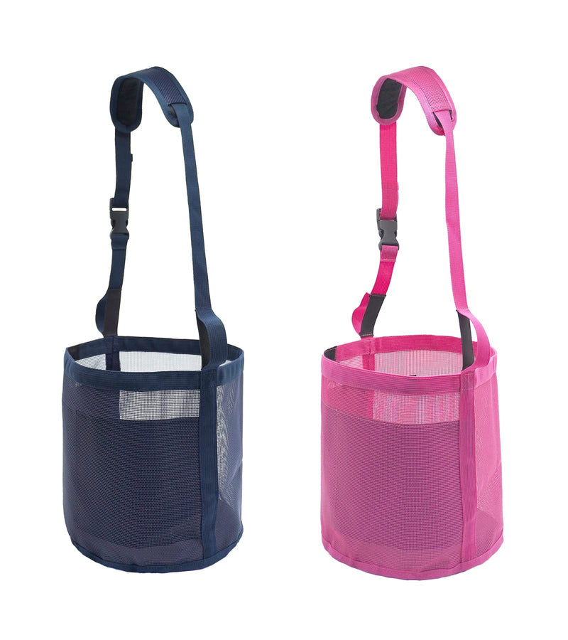 Horse Feed Bag for Grain - Heavy Duty Mesh Horse Feeder with Adjustable Strap,Comfort Neck Pad,Nose Pad Horse Muzzle (Medium,1Blue+1Pink) 1Blue+1Pink - PawsPlanet Australia