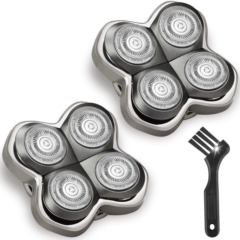 2 Pack Pro 4 Replacement Blades Compatible with Skull & Pitbulls Shaver Head Gold PRO, Silver PRO, Platinum PRO, Butterfly Kiss PRO | Floating 4 Heads Electric Razor Refills + 1 Cleaning Brush 12 - PawsPlanet Australia