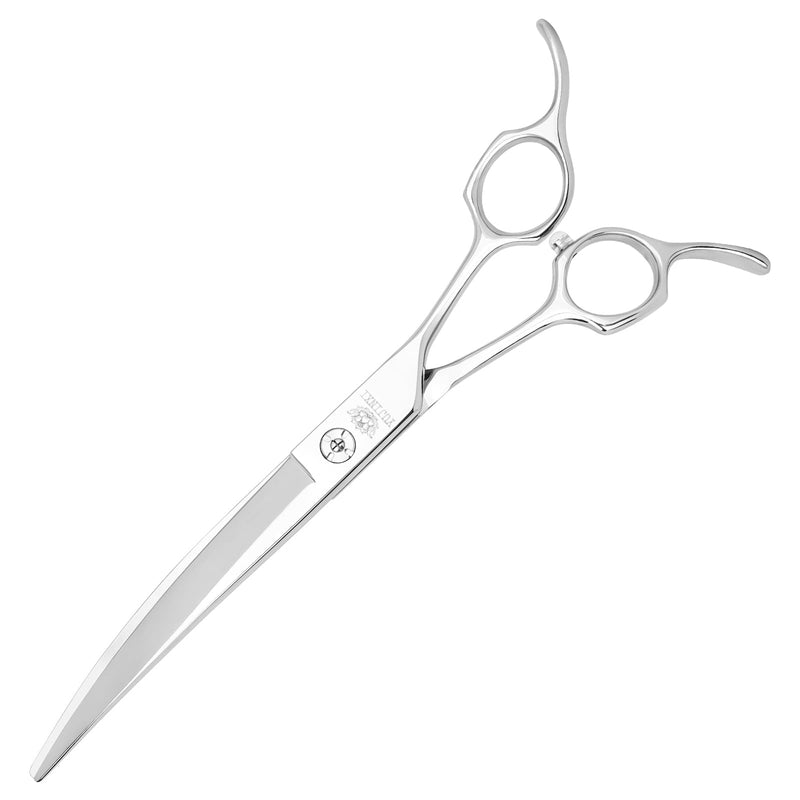 7.5 In Curved Dog Grooming Scissors, Professional Japan VG10 Steel Pet Grooming Shears, Ergonomic Reversible Handle for Face, Eyes, Paws, and Body Curved Scissors