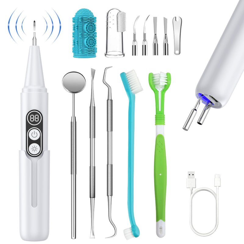Dog Plaque Remover - Ultrasonic Tooth Cleaner for Dogs,6 Cleaning Modes,TypeC Rechargeable,Waterproof,Professional Dental Care for Dogs