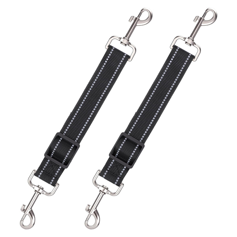 2Pcs Dog Collar Safety Clip Adjustable Double Ended Backup Clasp Leash Connector Gentle Leader for Dogs Suitable Dog Harness Small Dogs Collar Walking Running Training Travel (Black) Black - PawsPlanet Australia