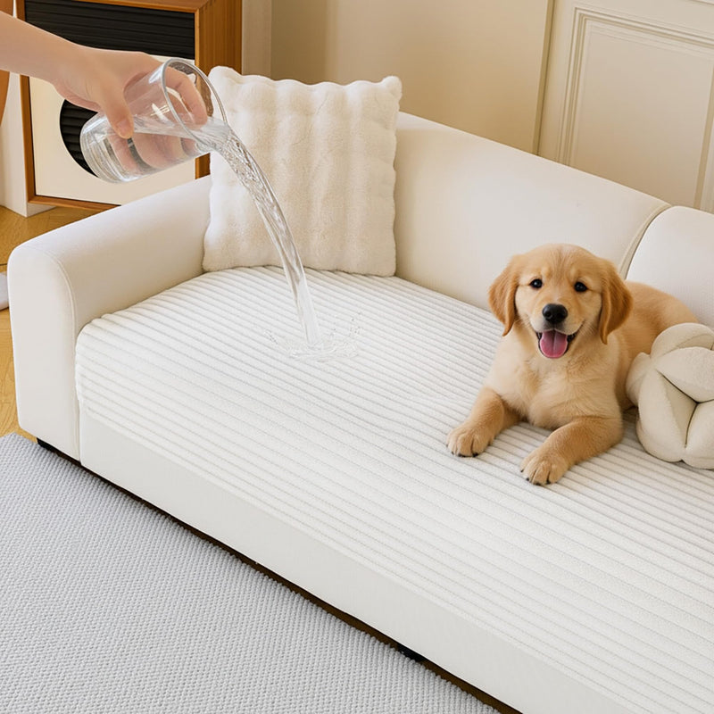 MYSKY HOME 100% Waterproof Couch Cover for Dogs Washable, Non Slip Couch Covers for 2 Cushion Sofa Pet Friendly, Thick Soft Sofa Covers Slipcovers Blanket Dog Bed Cover, Cream, 35"x70.9" 35" x 70.9" - PawsPlanet Australia